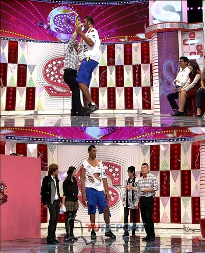 '강호동 굴욕', 2.33m 거인등장에 꼬마취급 '쩔쩔'