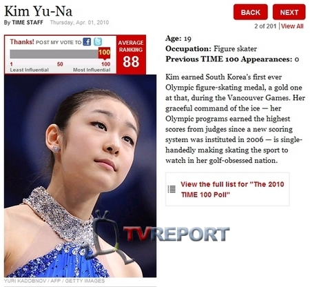 김연아-비 '영향력 인물' 각각 2위, 5위…한국 네티즌의 힘?