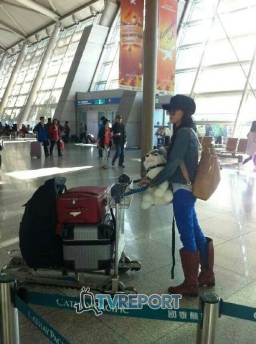 장백지 출국, 톱스타 맞나요?…'손수 카트 밀고~'