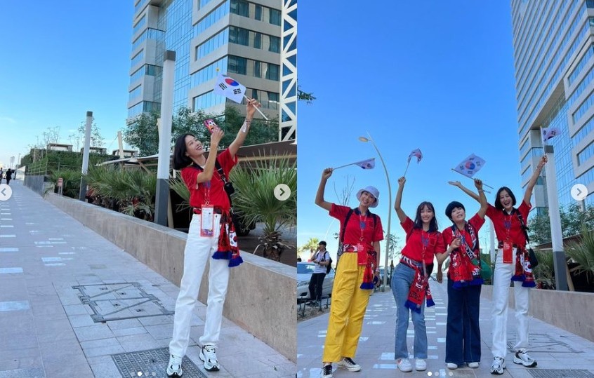 이현이, 카타르에서 축구 국가대표팀 응원 "드디어 결전의 날!"