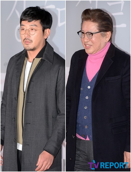 [T포토] 하정우-김용건 '나란히 영화관 찾은 父子'